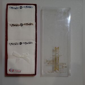 Three vintage Towncraft 100% cotton hand-rolled hand-embroidered Handkerchiefs
